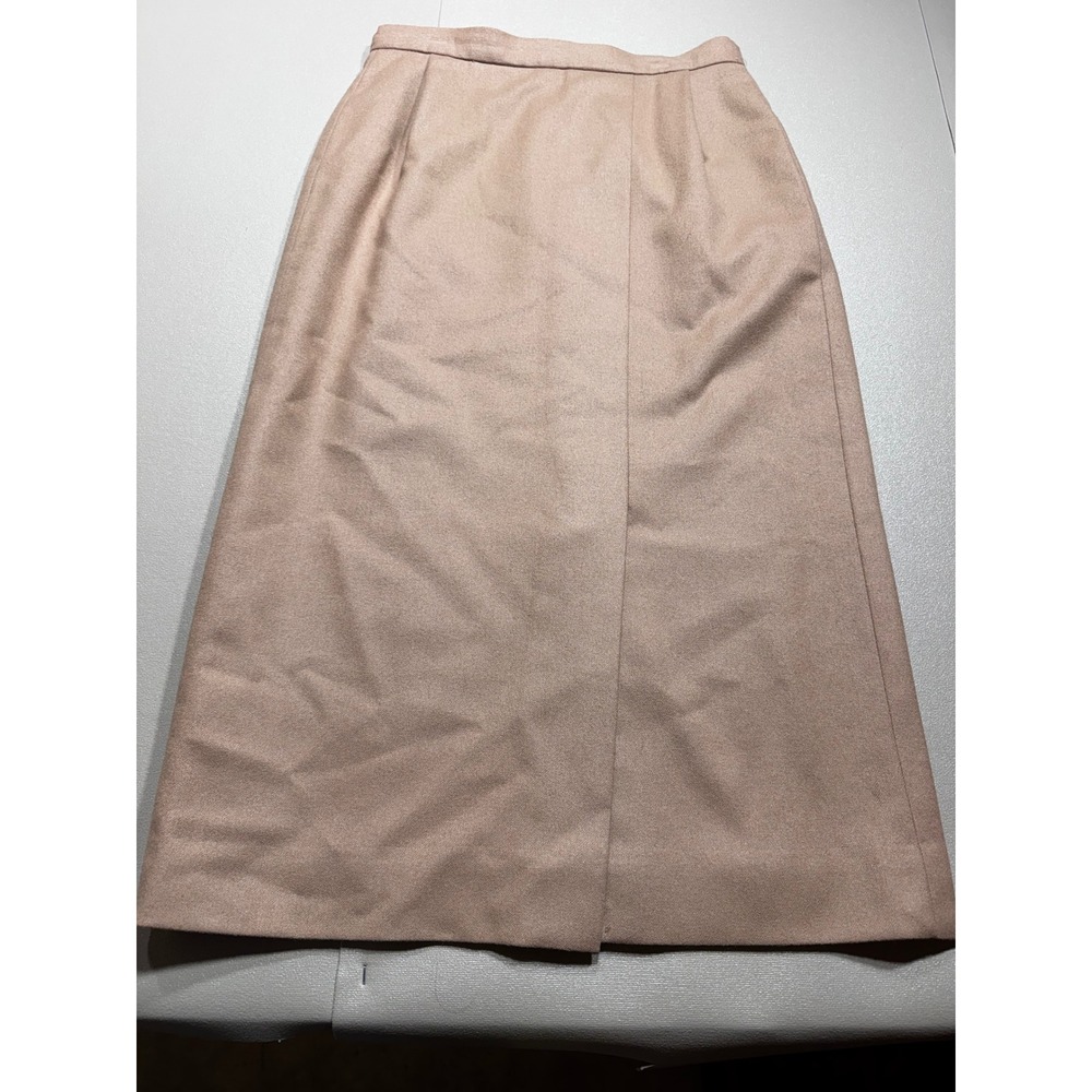 Pendleton Petite‎ Womens Camel Tan 100% Virgin Wool Midi Wrap Skirt Runs Small